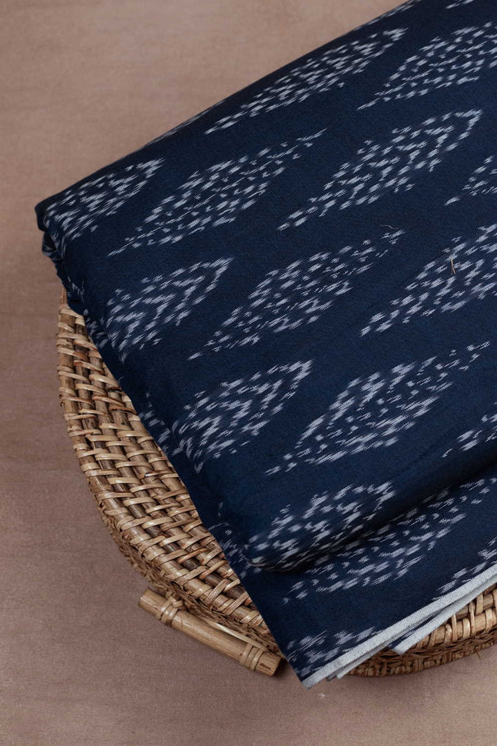 Dark Ink Blue Ikat Cotton Fabric