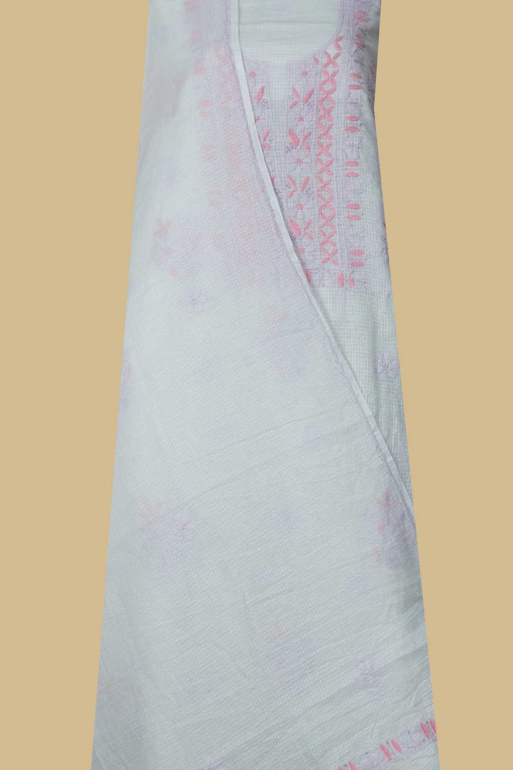 Eggshell Cream Embroidered Chikankari Top & Dupatta