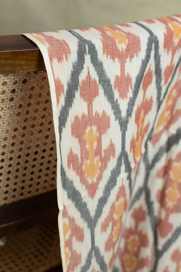 Patterned on Oatmeal Cream Ikat Cotton Fabric