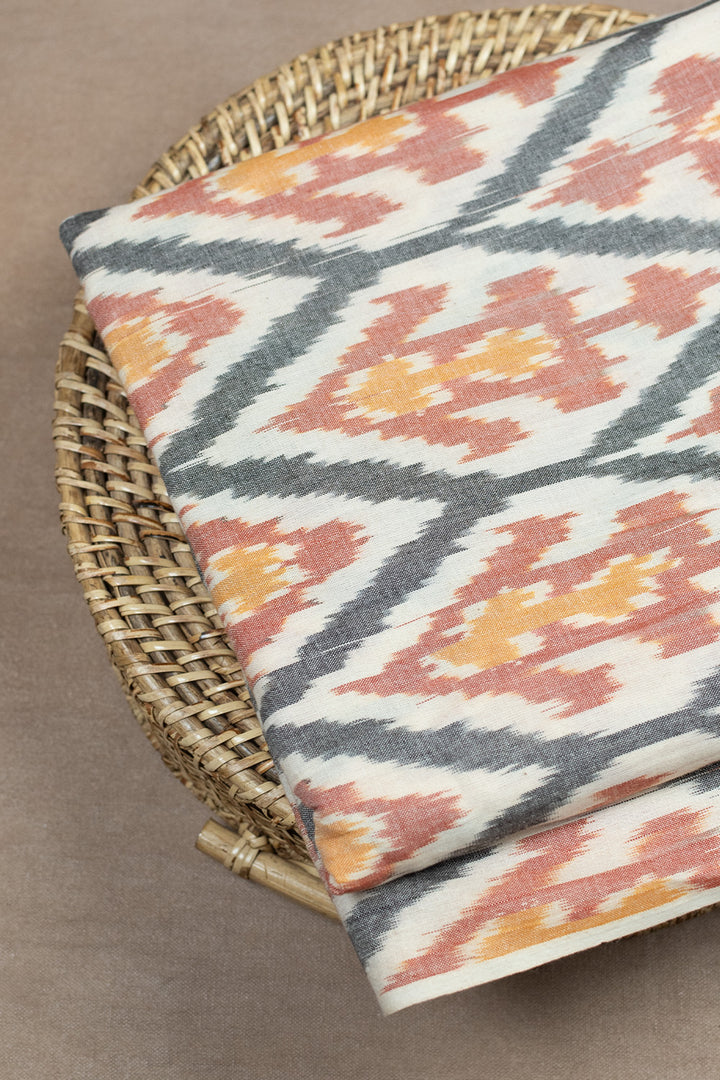 Patterned on Oatmeal Cream Ikat Cotton Fabric