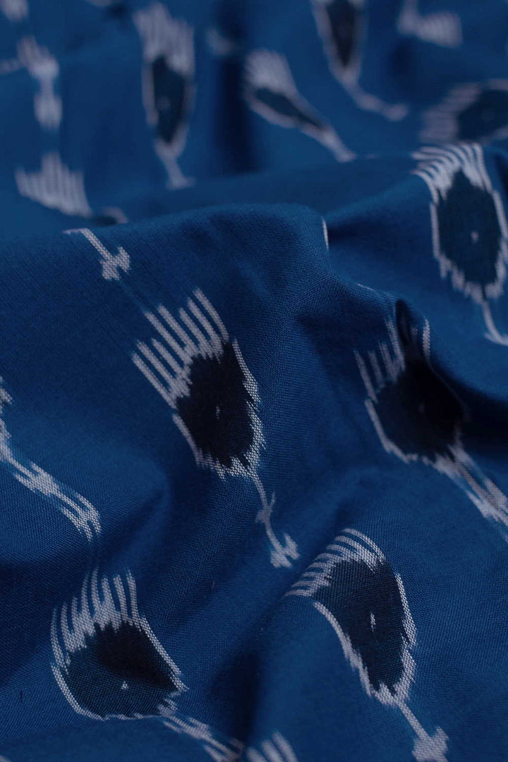 Patterned on Blue Ikat Cotton Fabric