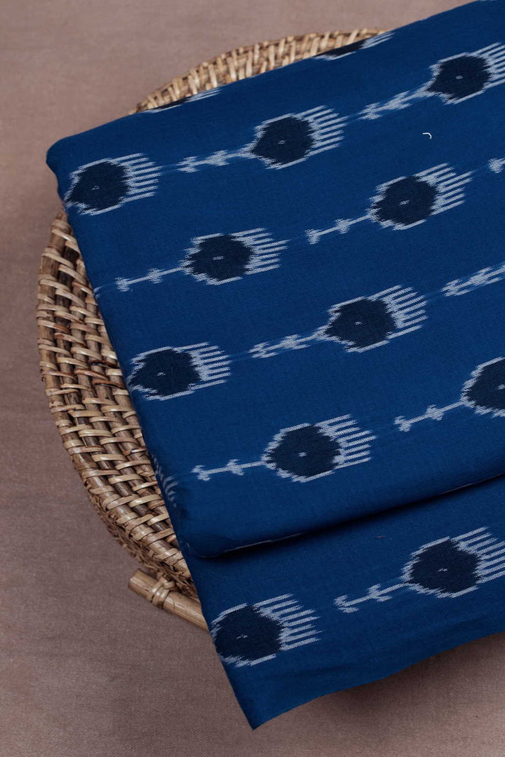 Patterned on Blue Ikat Cotton Fabric