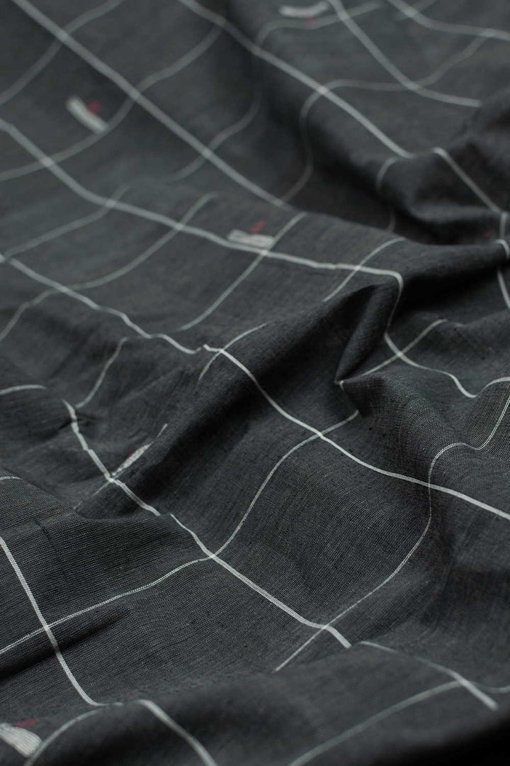 Dark Grey Handwoven Cotton Fabric