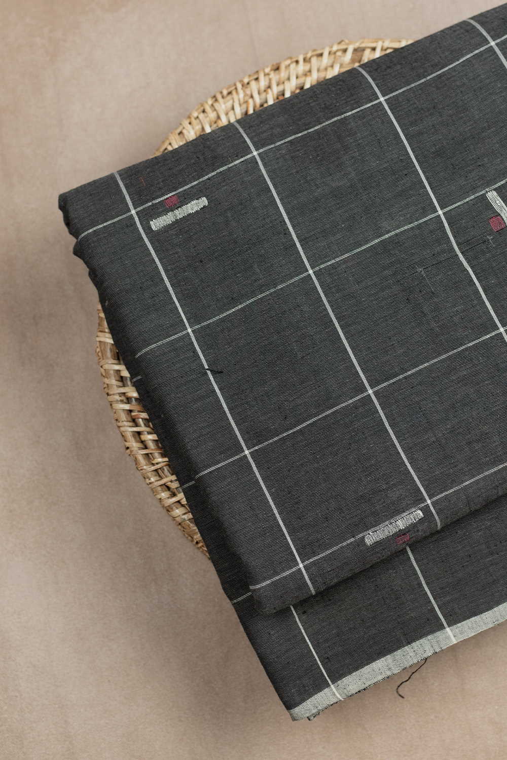 Dark Grey Handwoven Cotton Fabric