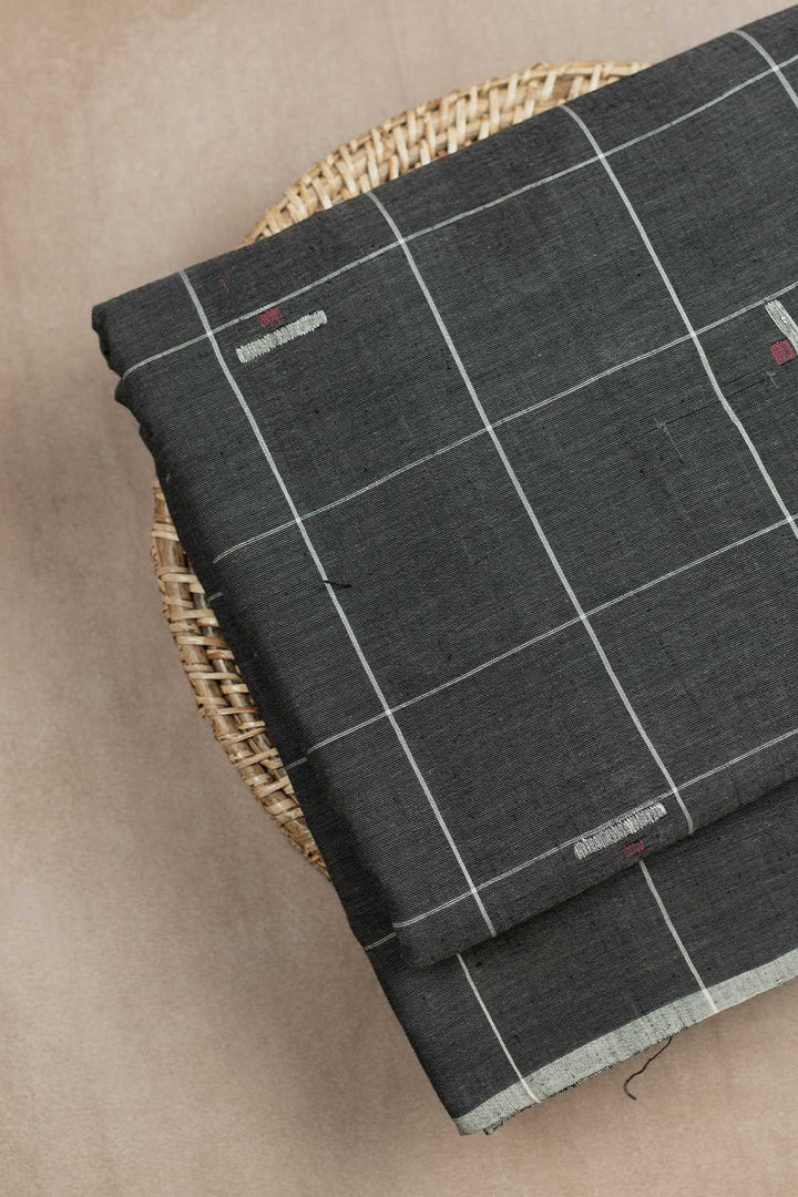 Dark Grey Handwoven Cotton Fabric