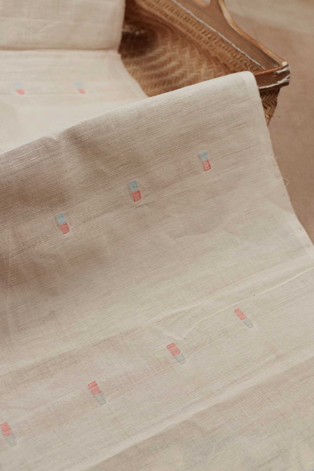 Ivory Cream Handwoven Cotton Fabric