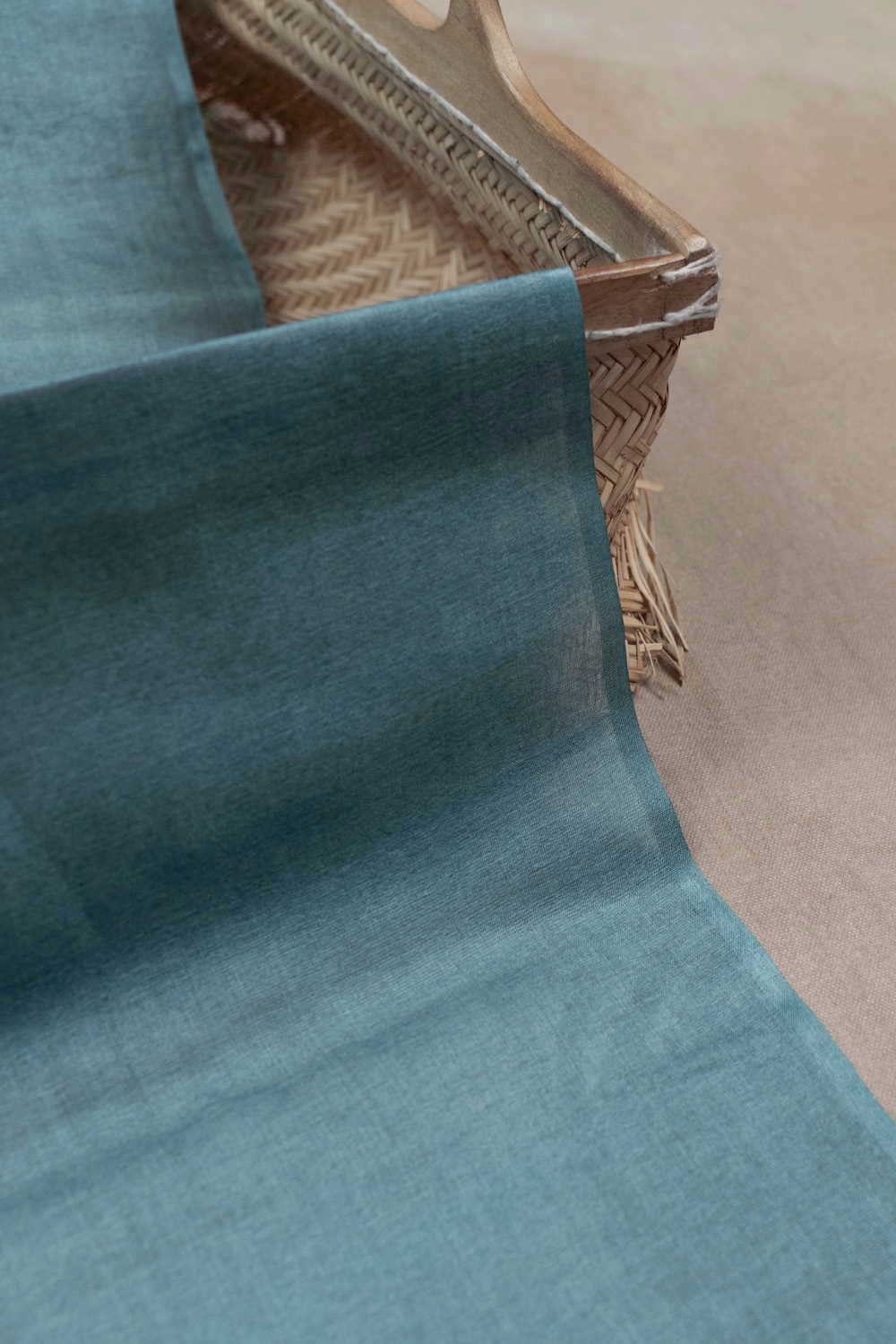 Celadon Blue Handwoven Tussar Fabric