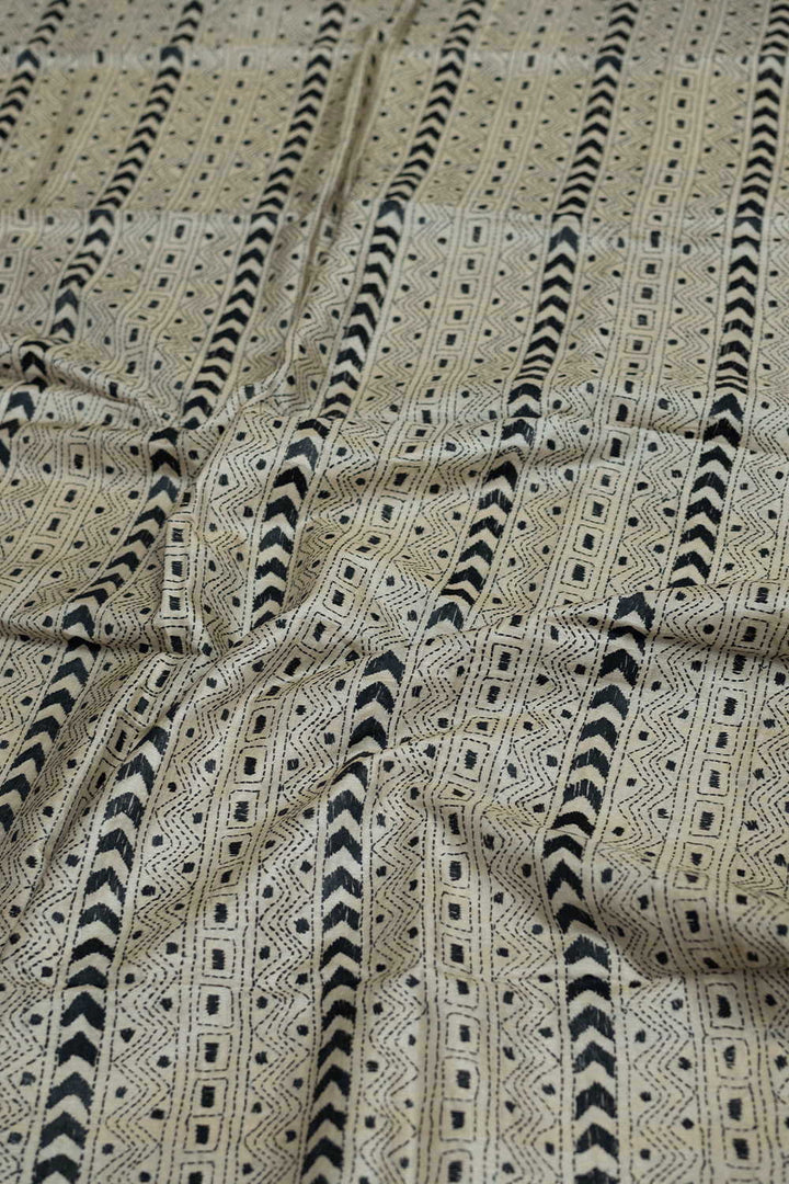 Stripe Patterned Kantha Silk Dupatta