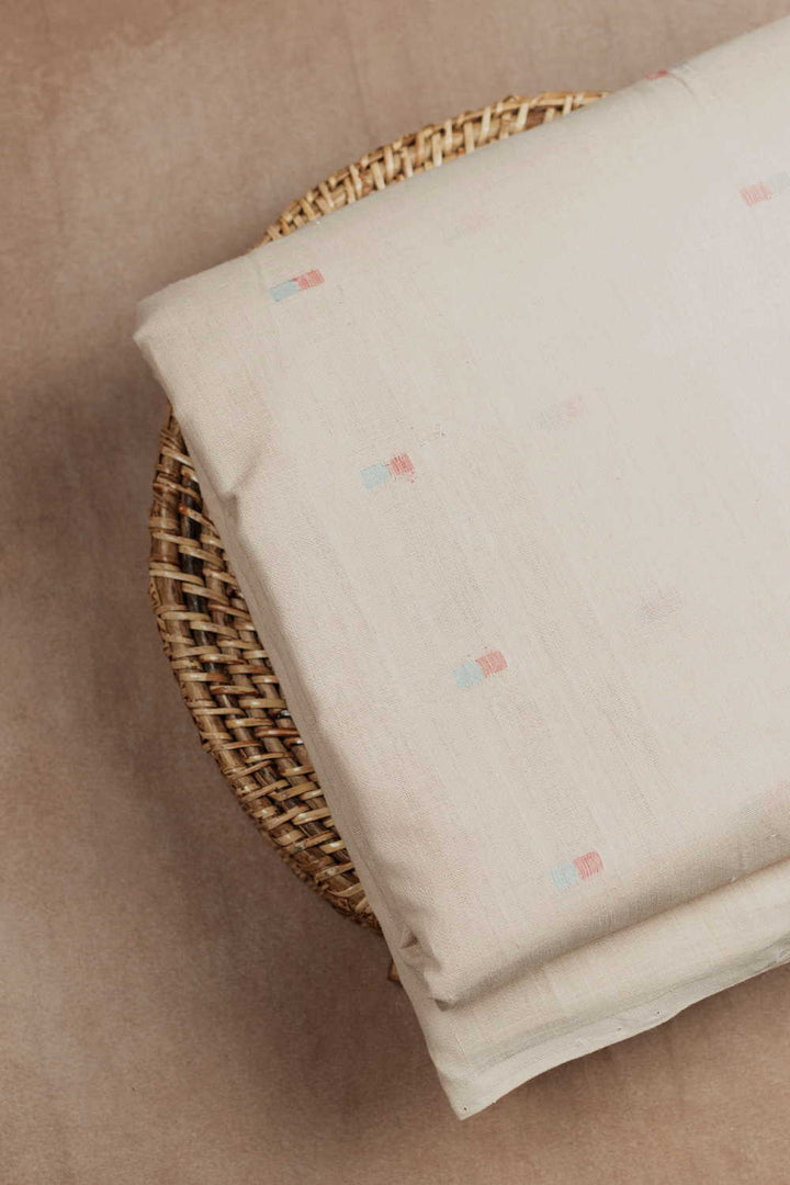 Ivory Cream Handwoven Cotton Fabric