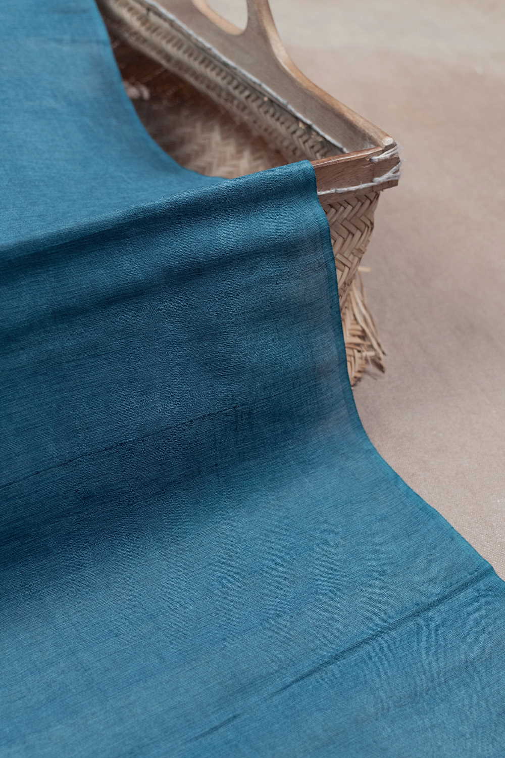 Cerulean Blue Handwoven Tussar Fabric