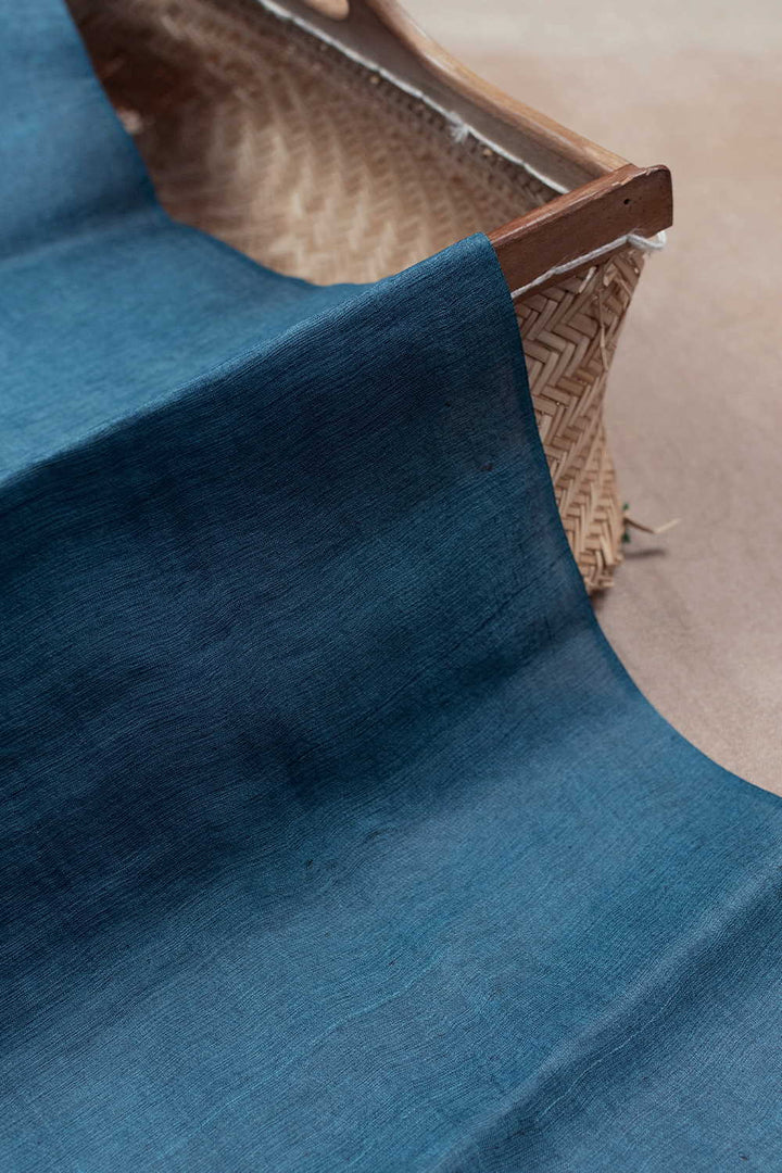 Aegean Blue Handwoven Tussar Fabric