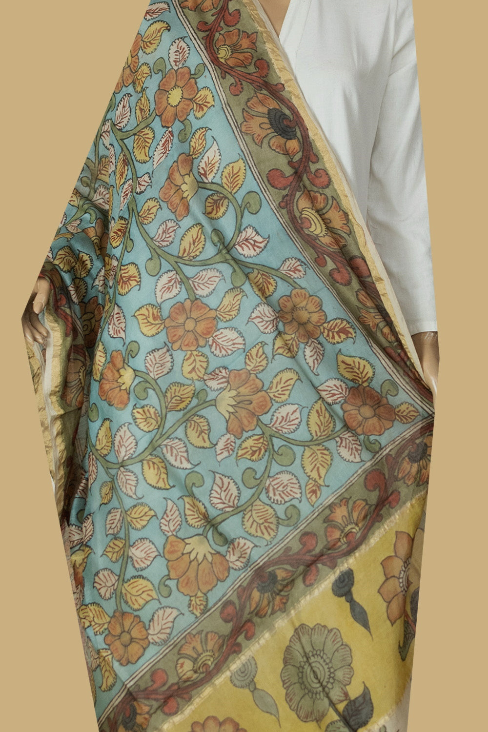 Painted Kalamkari Dupatta-Matkatus 