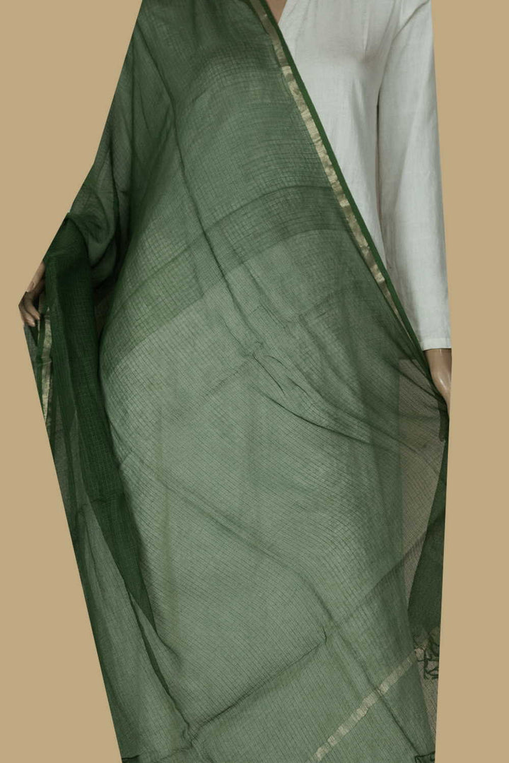 Moss Green Kota Cotton Dupatta