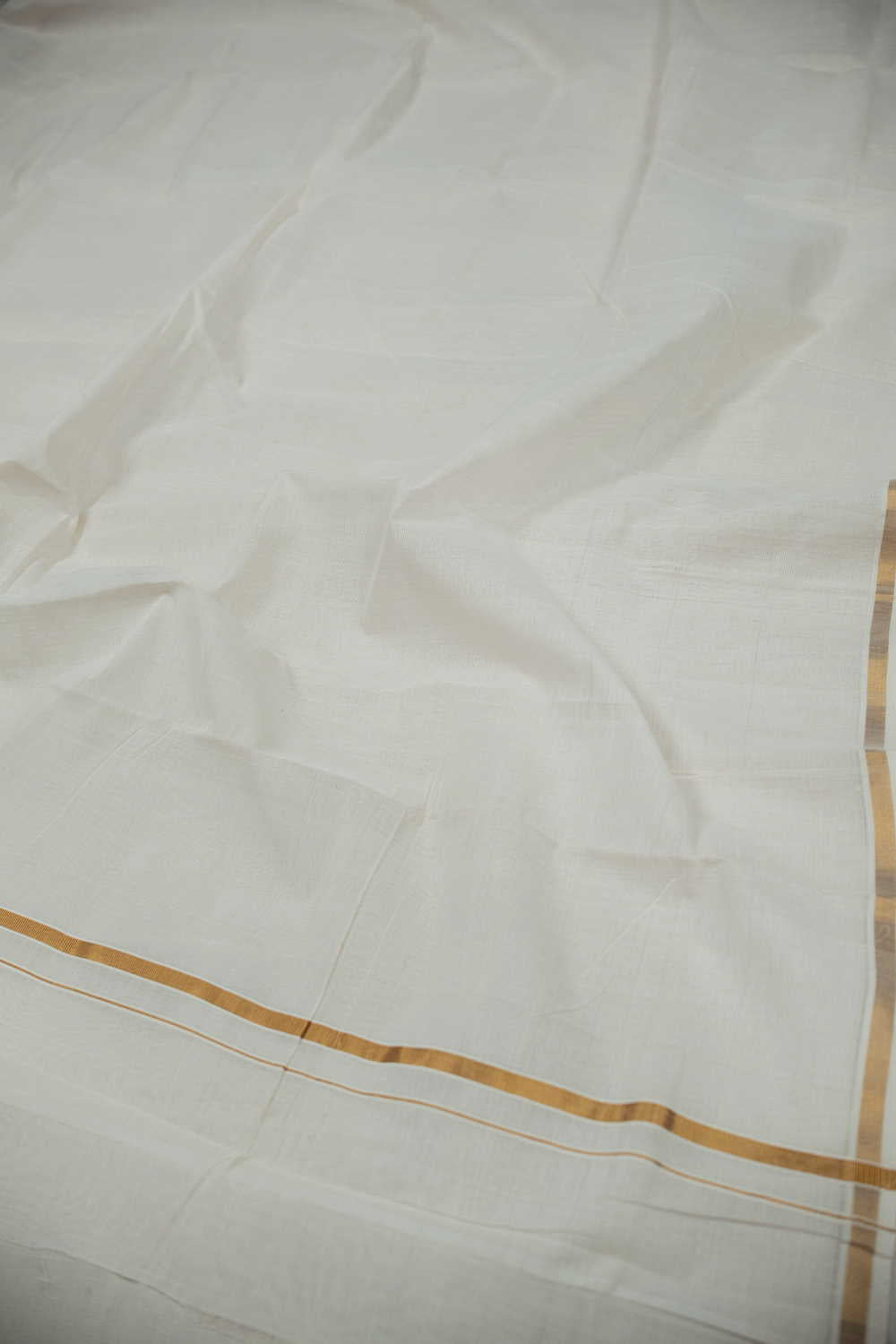 Off-White Handwoven Cotton Dhoti with Checkered Handspun Fabric