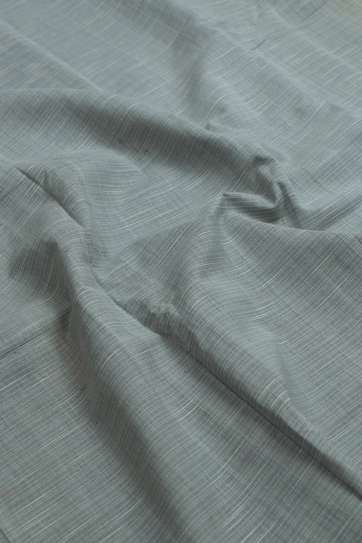 Grey with Stripe Handwoven Cotton Fabric - 0.75m