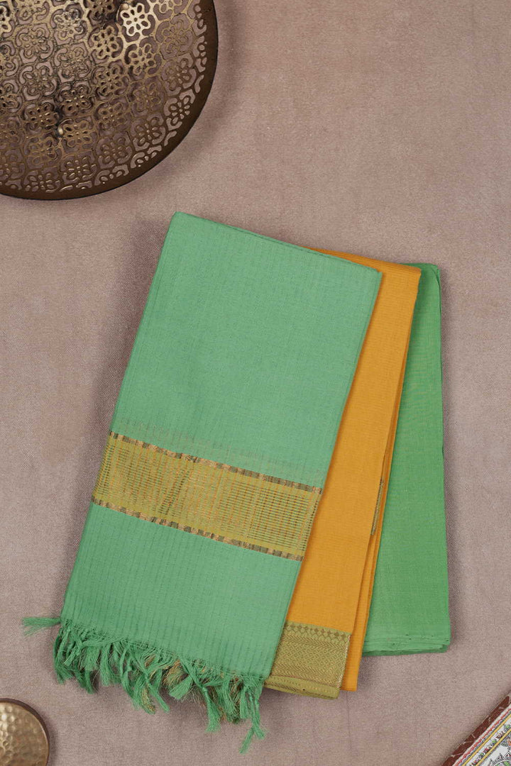 Yellow with Green Mangalagiri Cotton Suit