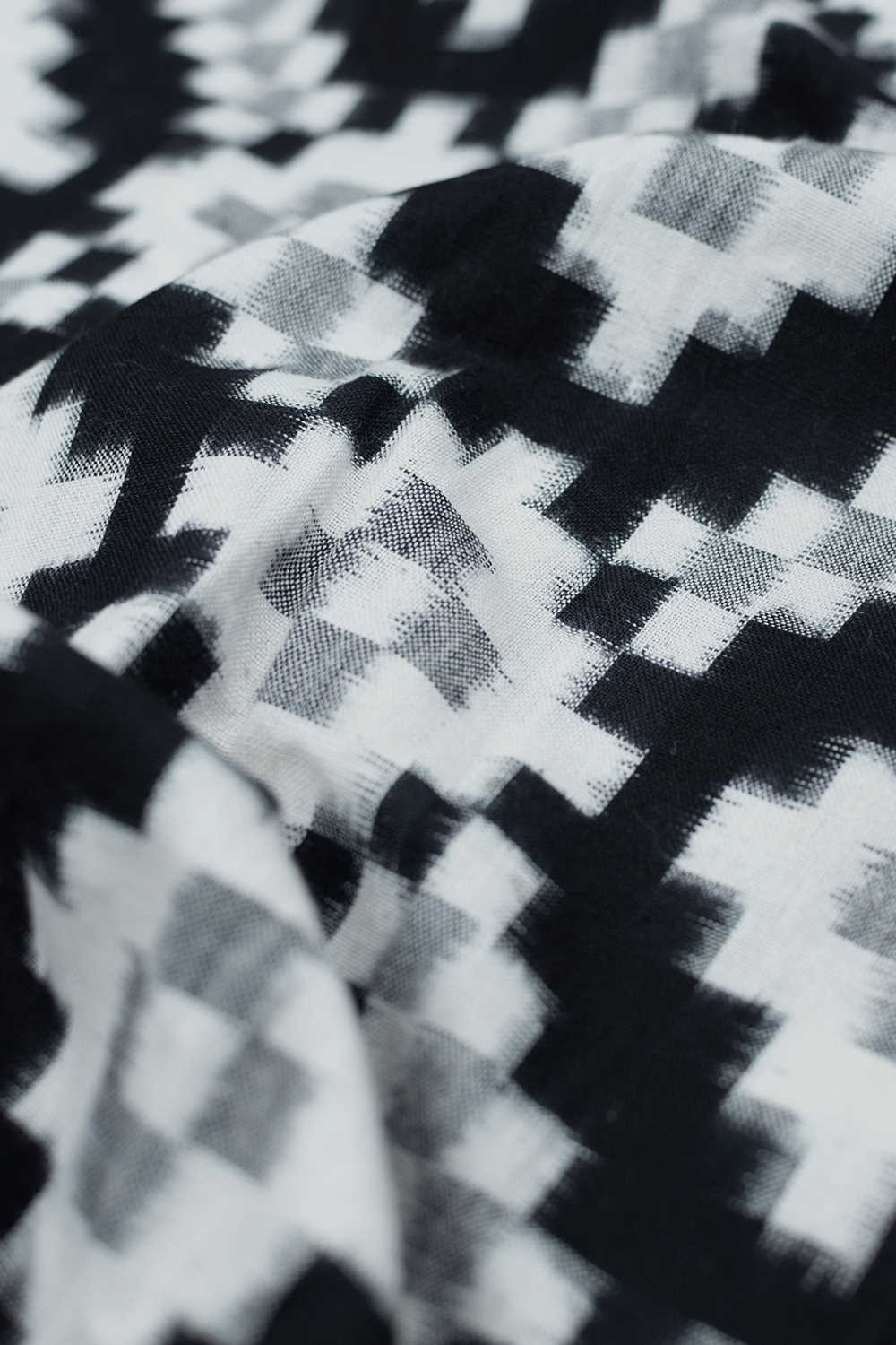 Black with Pattern Ikat Cotton Fabric