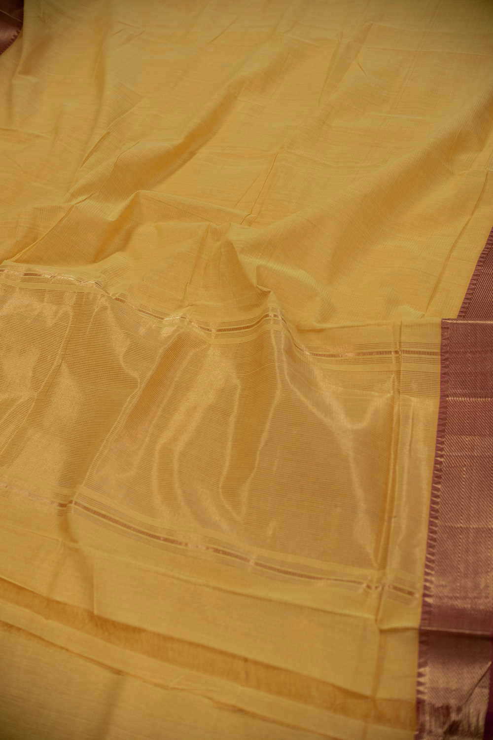 Bright Yellow Mangalagiri Cotton saree