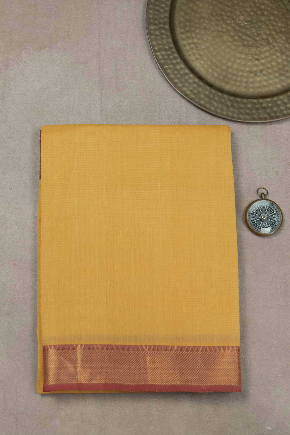 Bright Yellow Mangalagiri Cotton saree