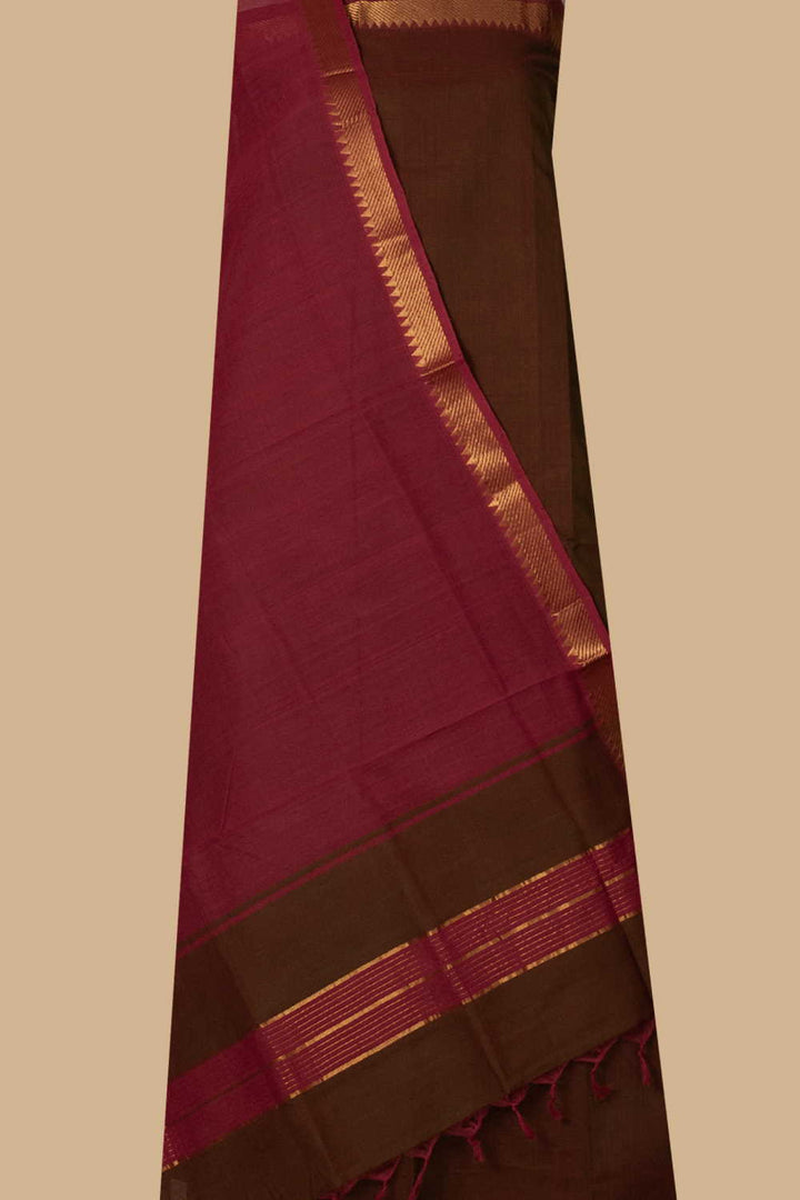 Chocolate Brown Mangalagiri Cotton Suit