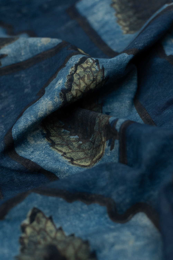 Faded Indigo Dabu Cotton Fabric