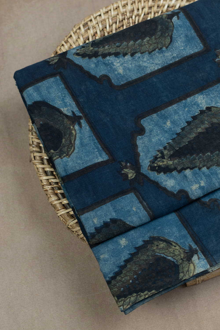 Faded Indigo Dabu Cotton Fabric