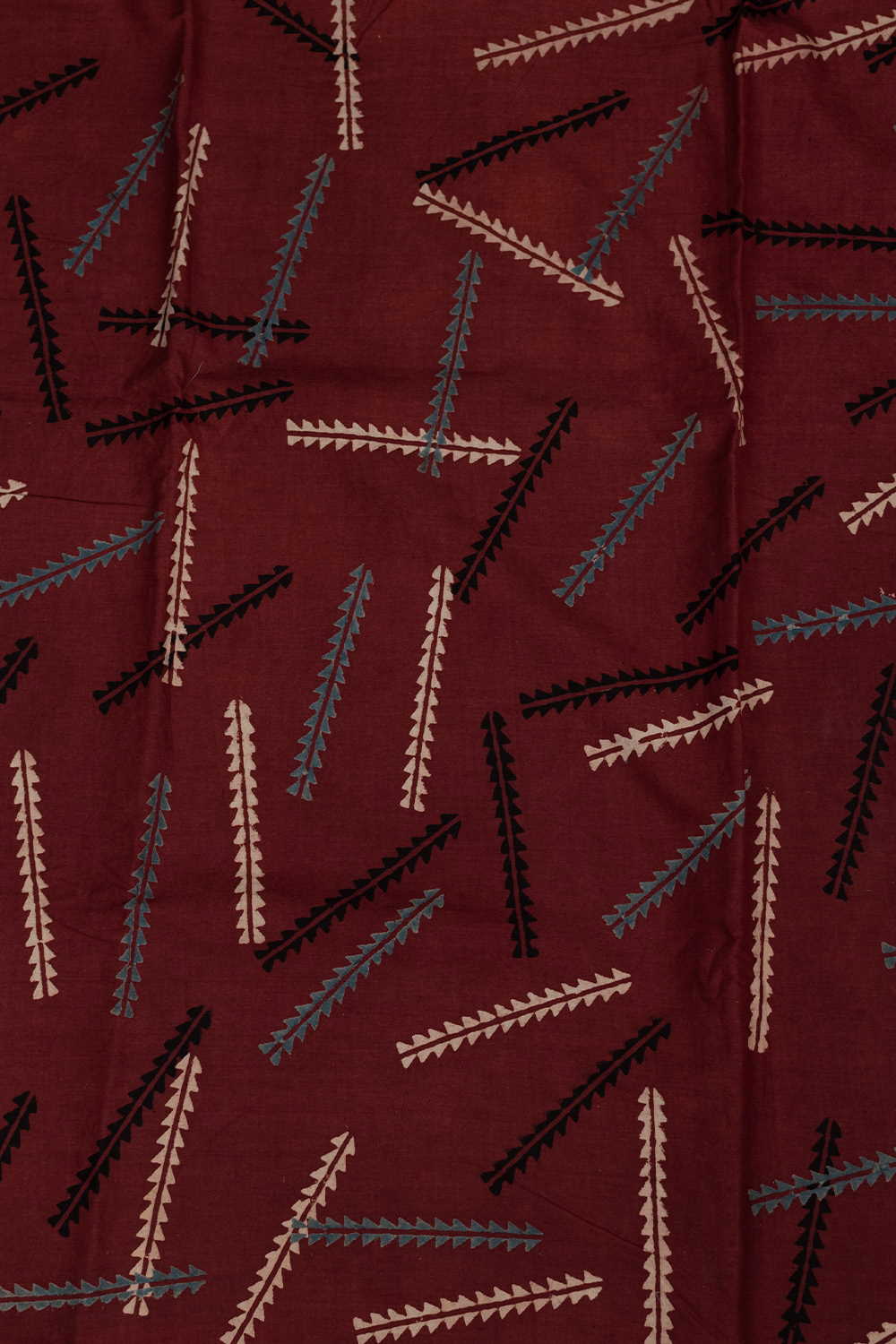 Dark Maroon Ajrak Cotton Fabric