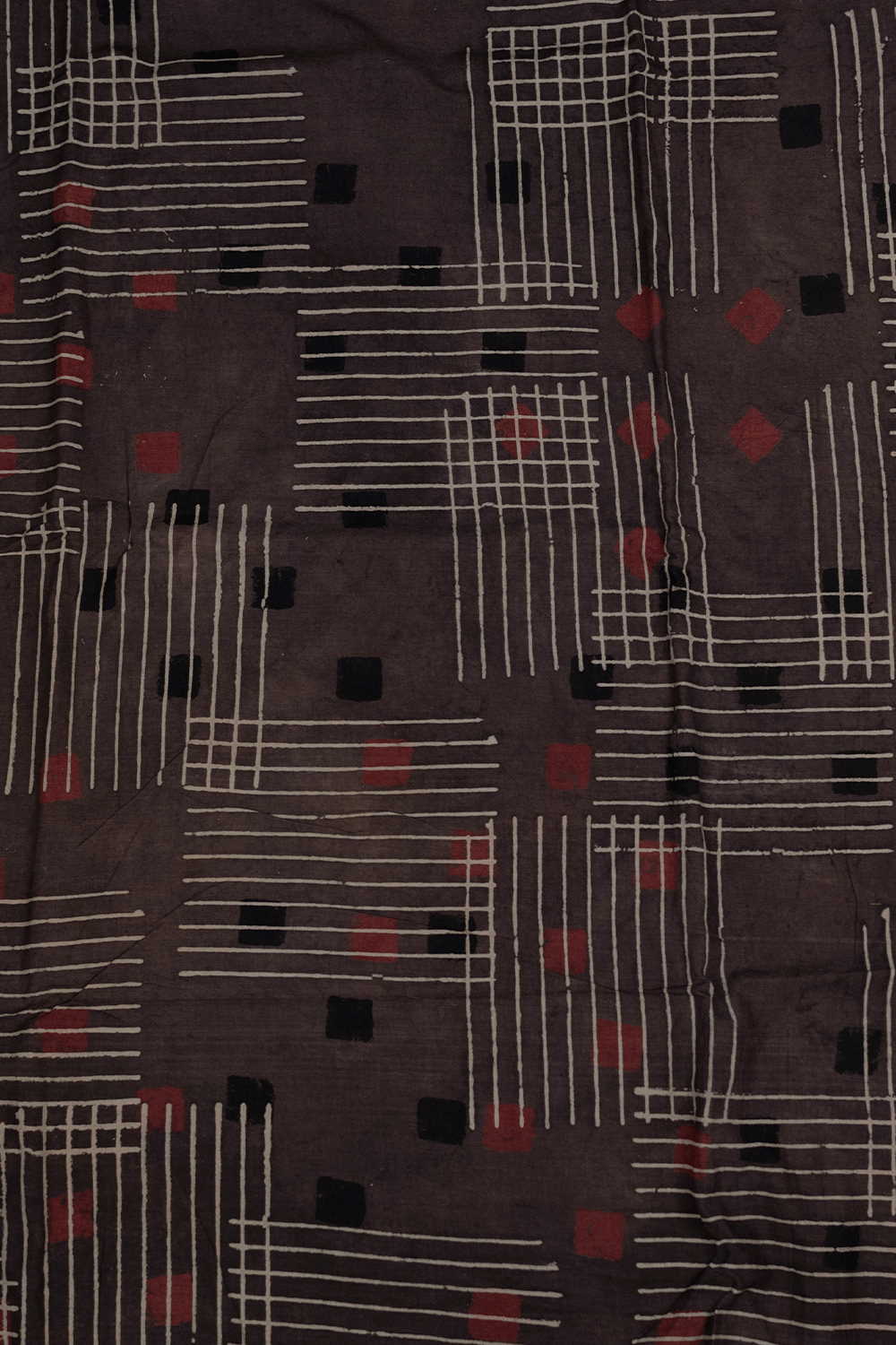 Lines with Maroon & Black Box Ajrak Cotton Fabric