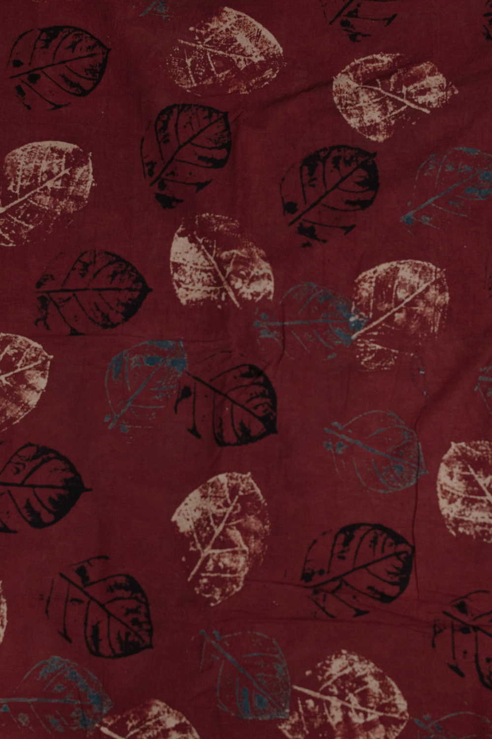 Leaf - Maroon Ajrak Cotton Fabric