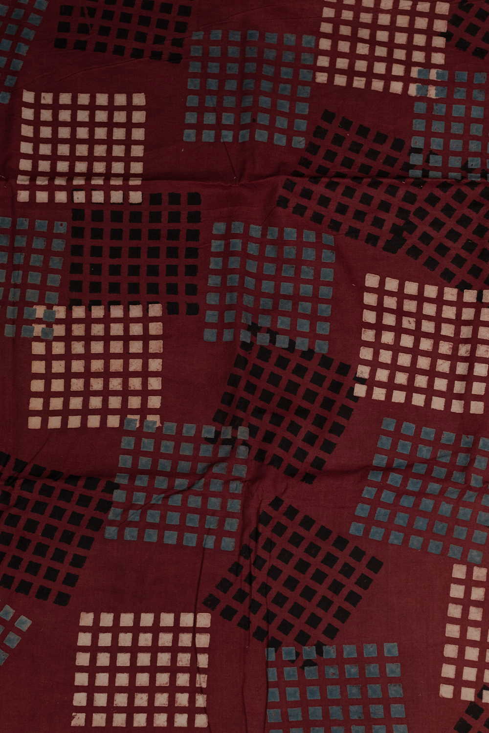 Maroon Ajrak Cotton Fabric