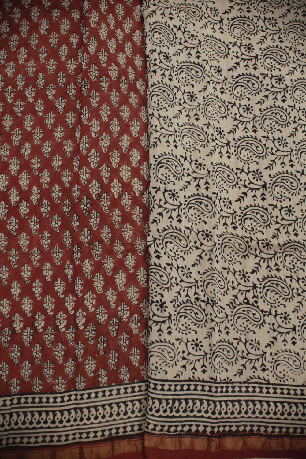 Maroon Block Printed Silk Cotton saree