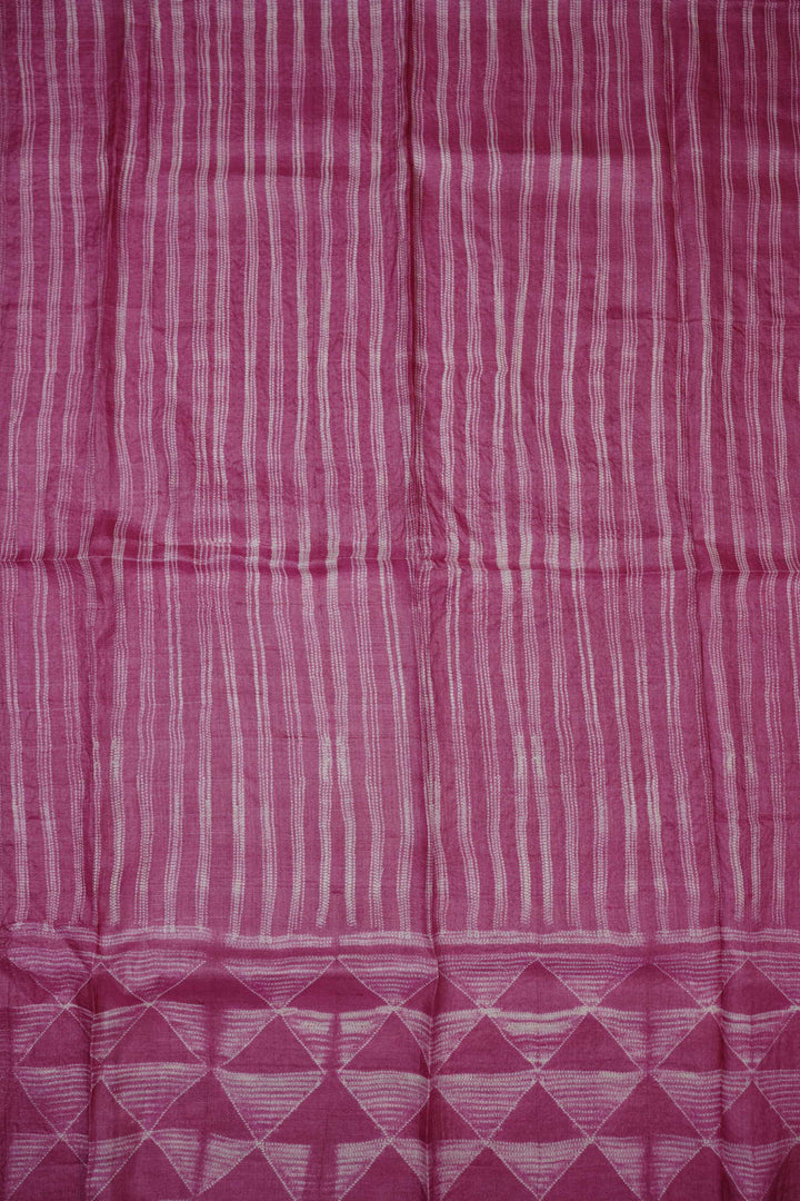 Dark Hot Pink Shibori Tussar Top & Dupatta