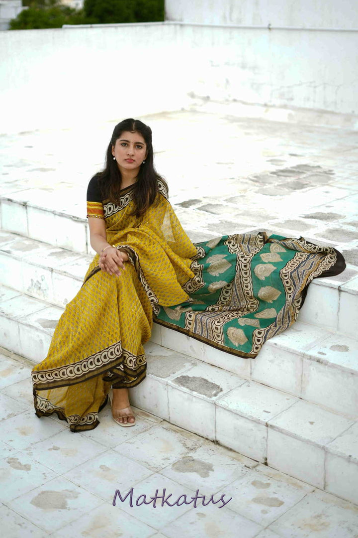 Block Printed Saree-Matkatus 