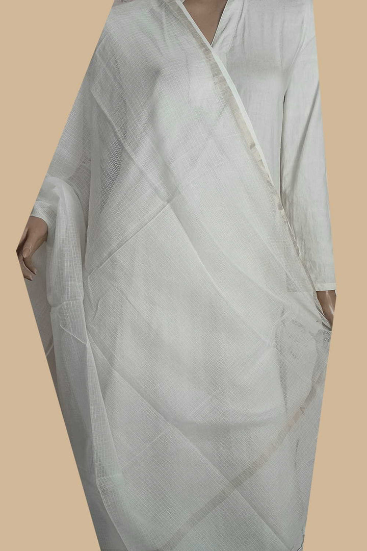 Off-White with Zari Border Kota Cotton Dupatta