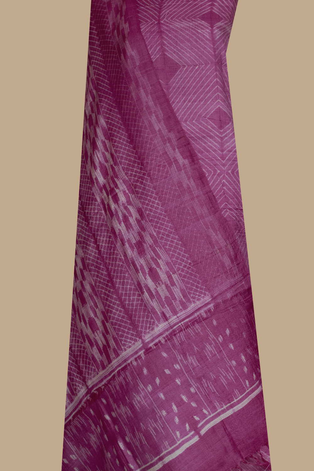 Punch Pink Shibori Tussar Top & Dupatta