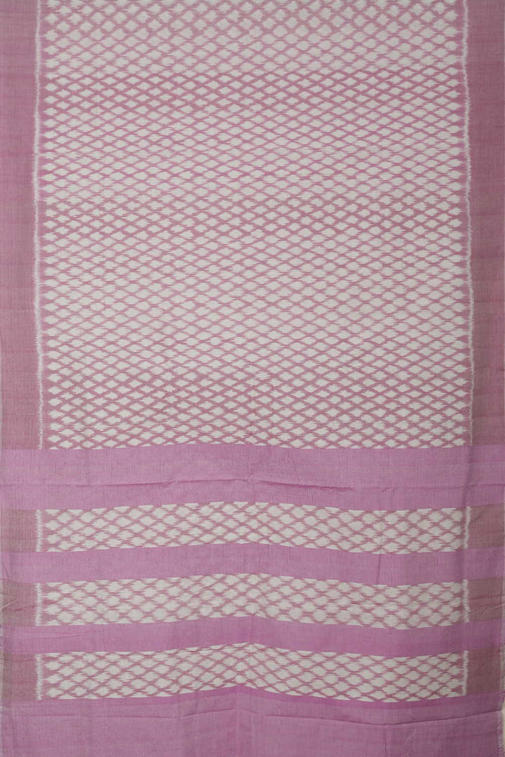 Cream with Pink Ikat Cotton saree