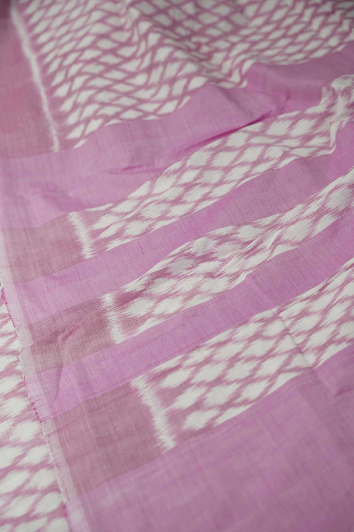 Cream with Pink Ikat Cotton saree