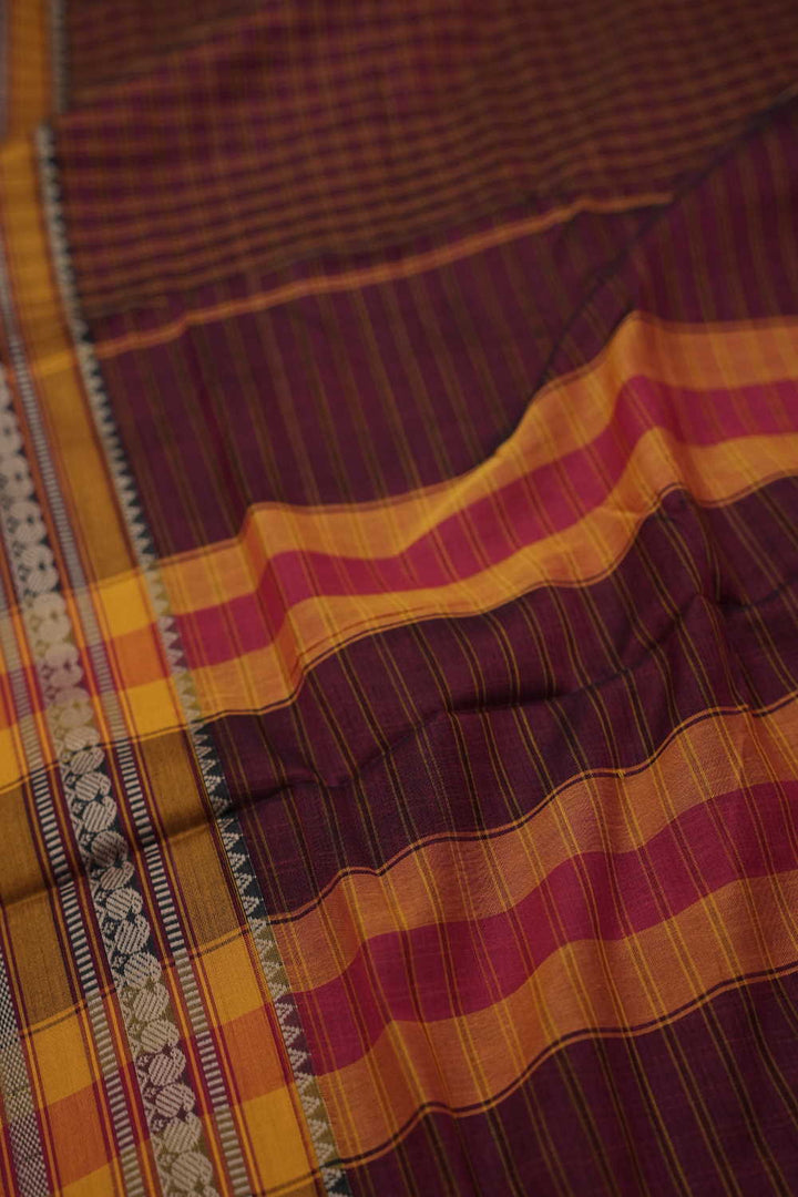 Maroon with Checks Narayanpet Cotton saree