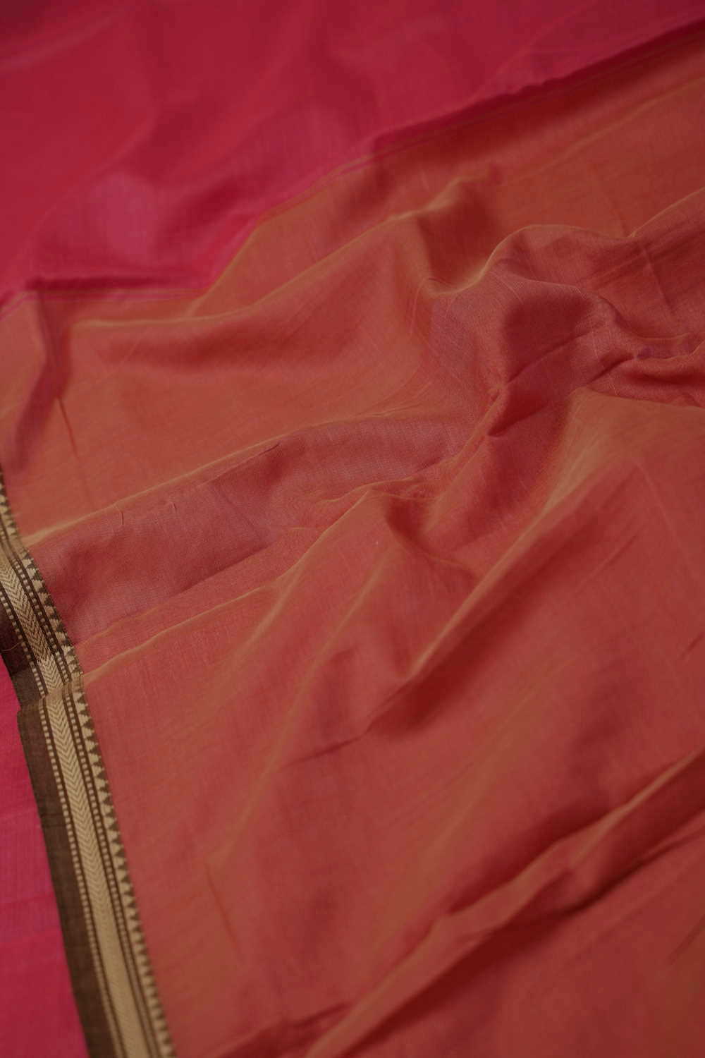 Salmon Red Narayanpet Cotton saree