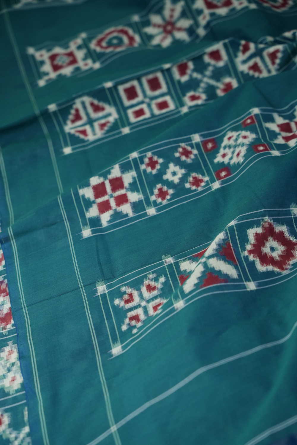 Peacock Green Telia Rumal Ikat Cotton saree