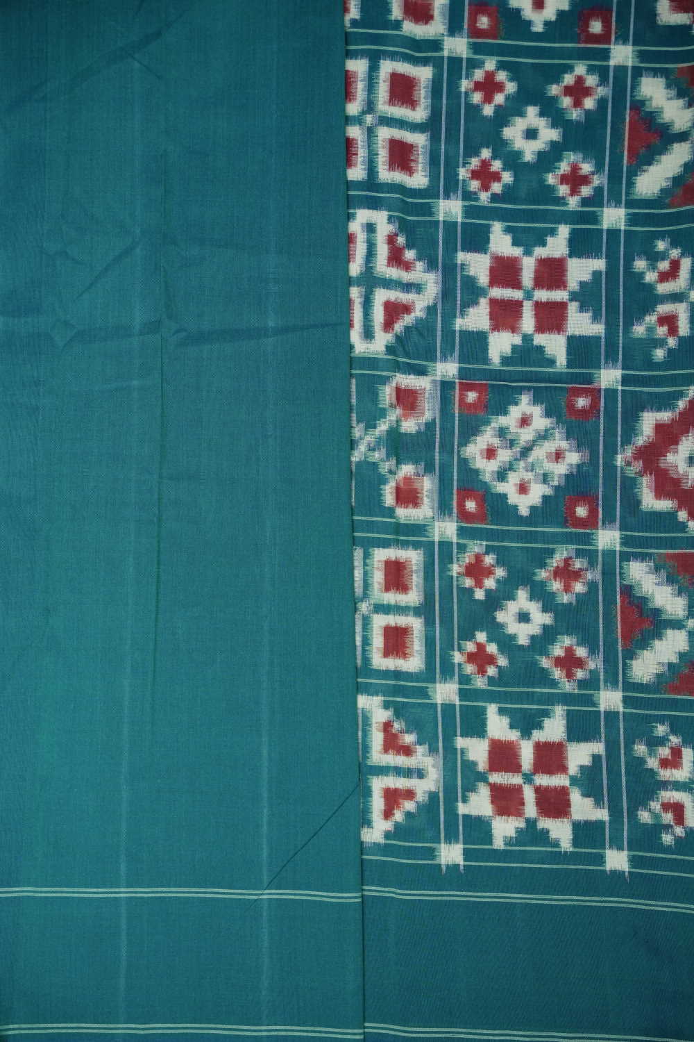 Peacock Green Telia Rumal Ikat Cotton saree