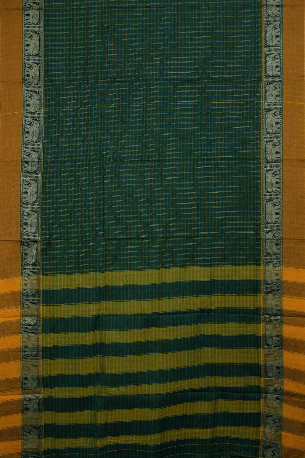 Checkered Green Narayanpet Cotton saree