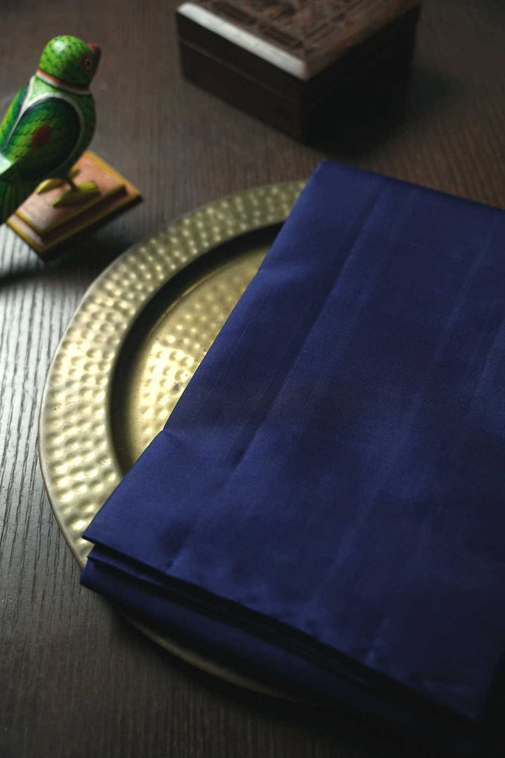 Plain Dark Blue Kanchi Silk saree