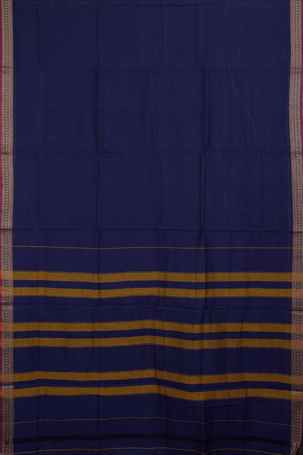 Thread Border on Blue Narayanpet Cotton saree