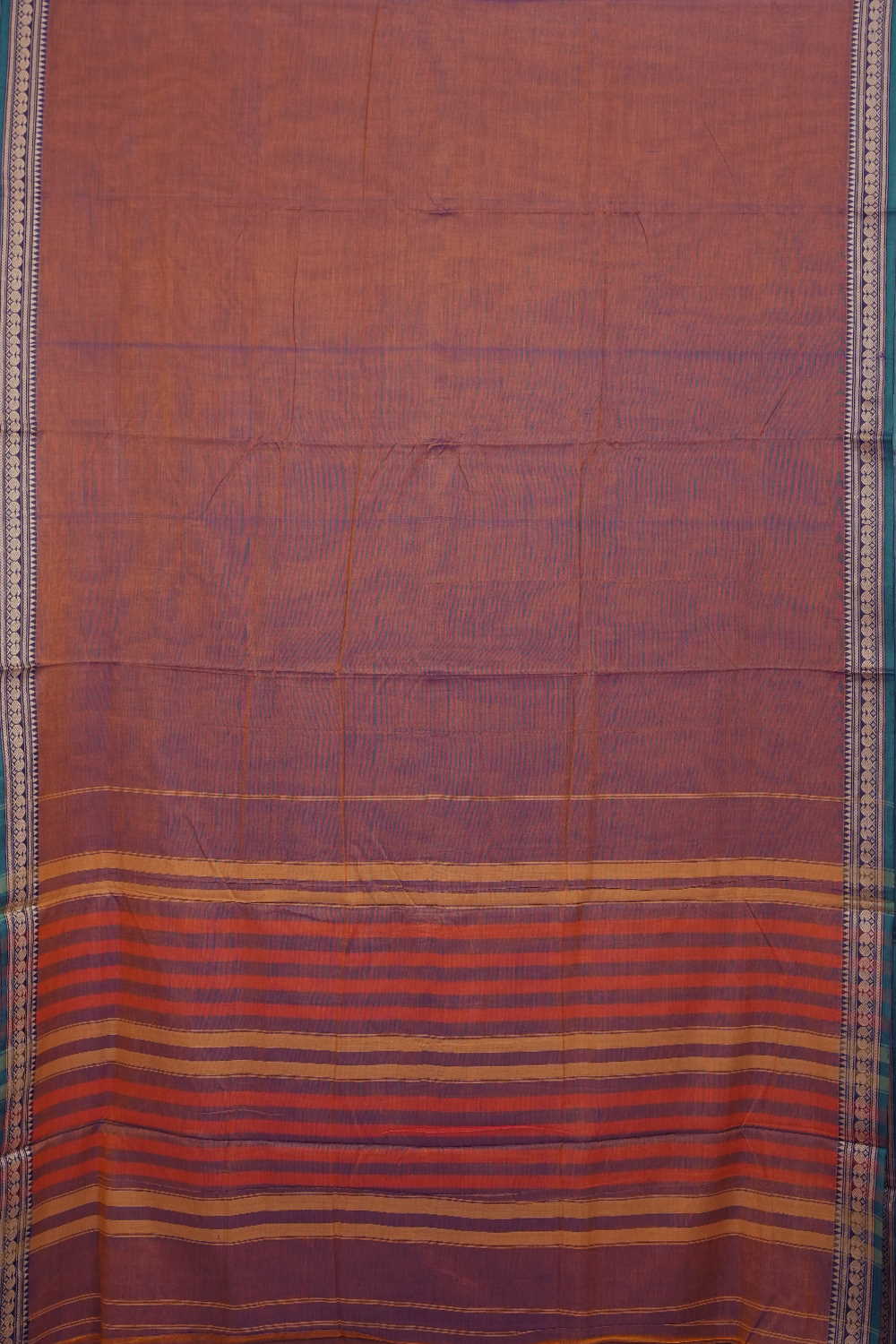 Dual Shaded Orange Narayanpet Cotton saree