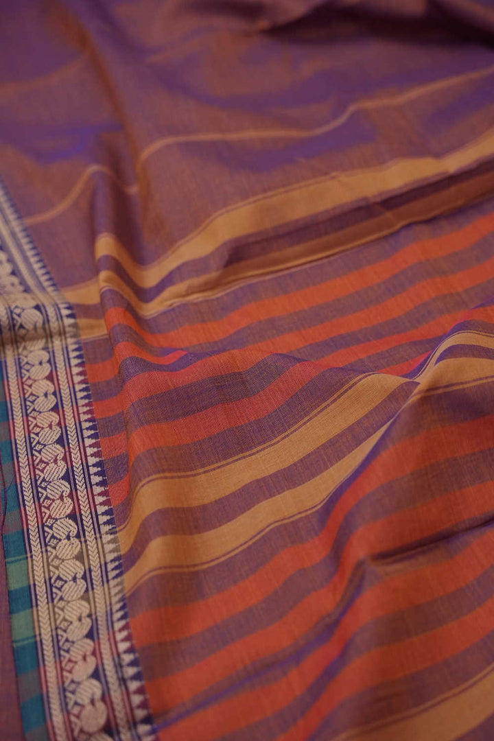 Dual Shaded Orange Narayanpet Cotton saree