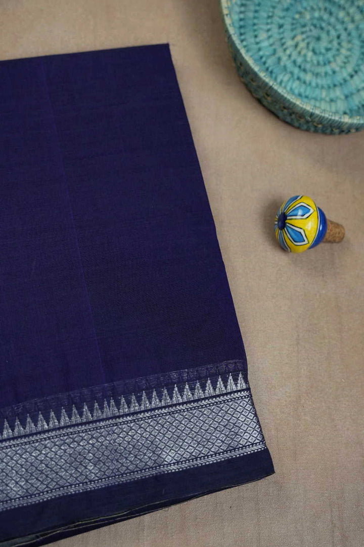 Violet with Silver Zari Border Narayanpet Cotton saree