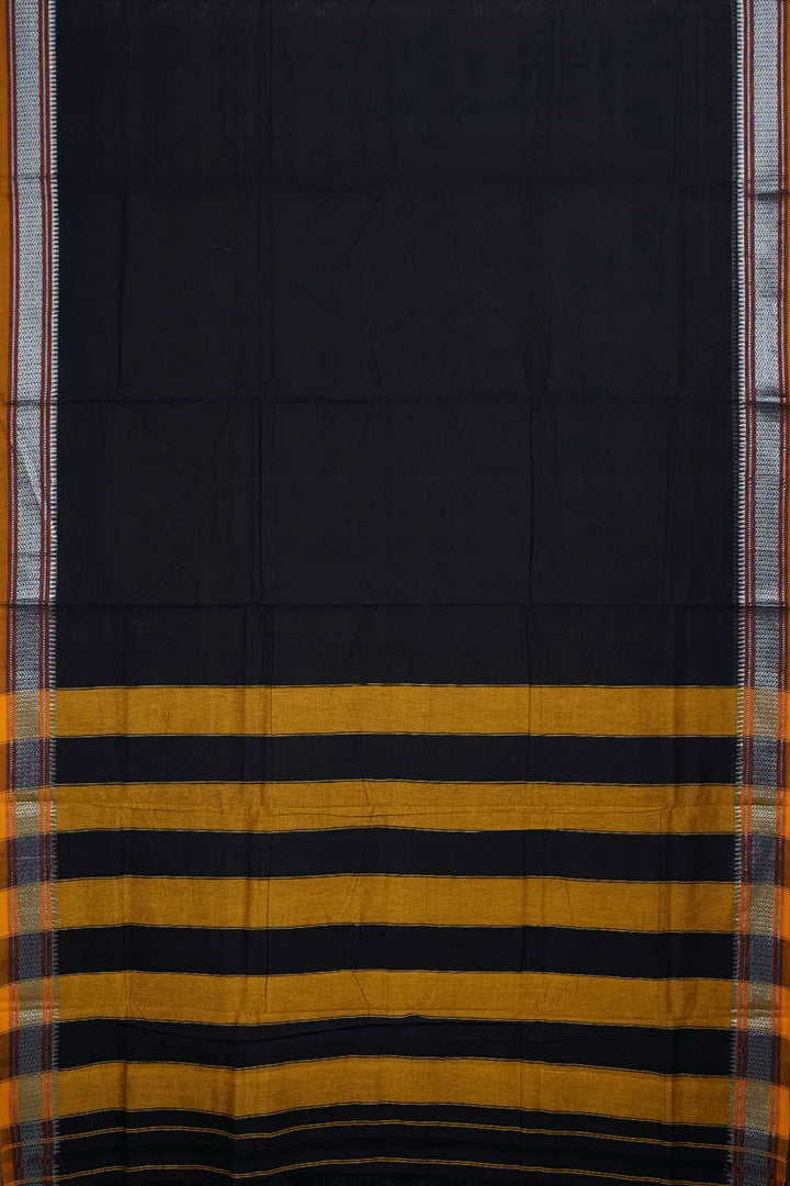 Zari Border on Black Narayanpet Cotton saree