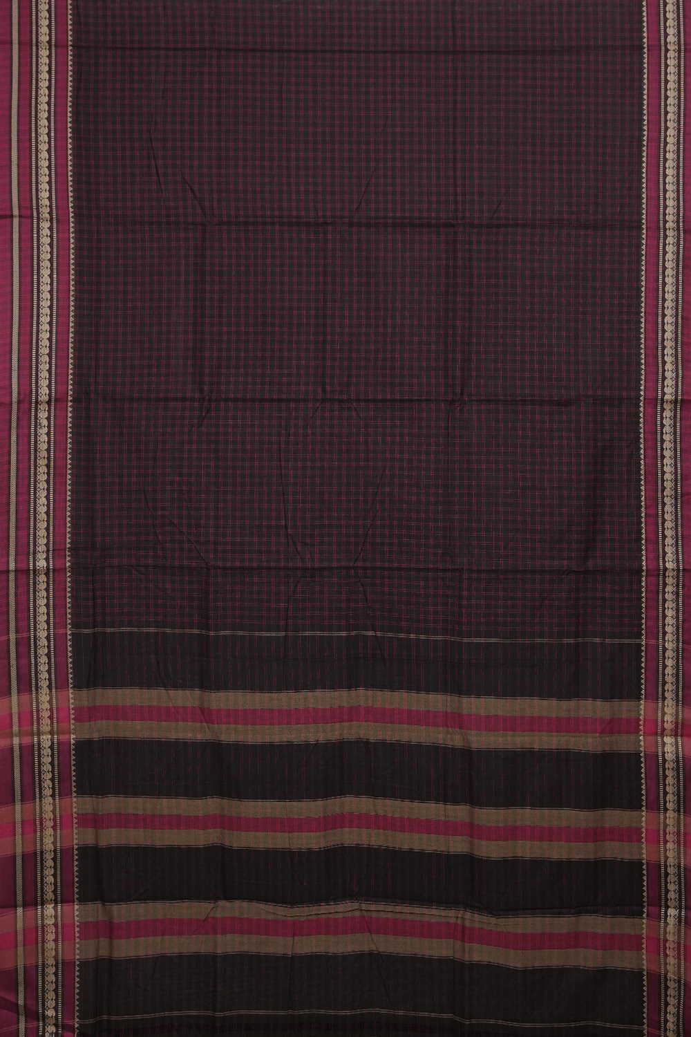 Pink Checkered Narayanpet Cotton saree