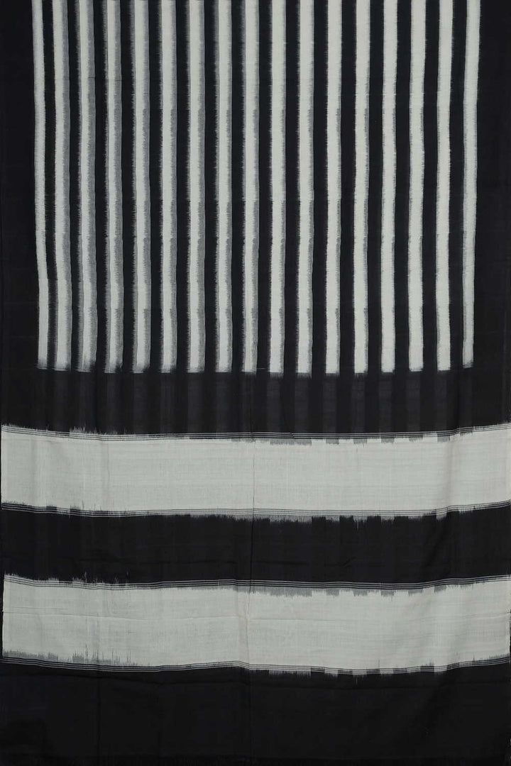 Black & Cream Pochampally Ikat Cotton saree